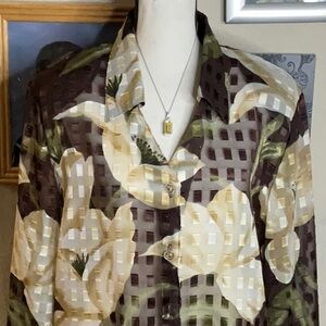 Gantos Sheer Flowered Blouse NWT